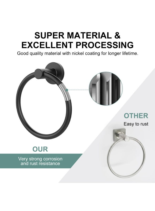 HOMESTAR Towel Holder | Heavy-Duty Stainless Steel Bathroom Towel Ring | Wall-Mounted Towel Holder | For Bathroom and Kitchen Use | Modern Minimalist Multi-Purpose Storage Rack |16cm, Black - Image 5